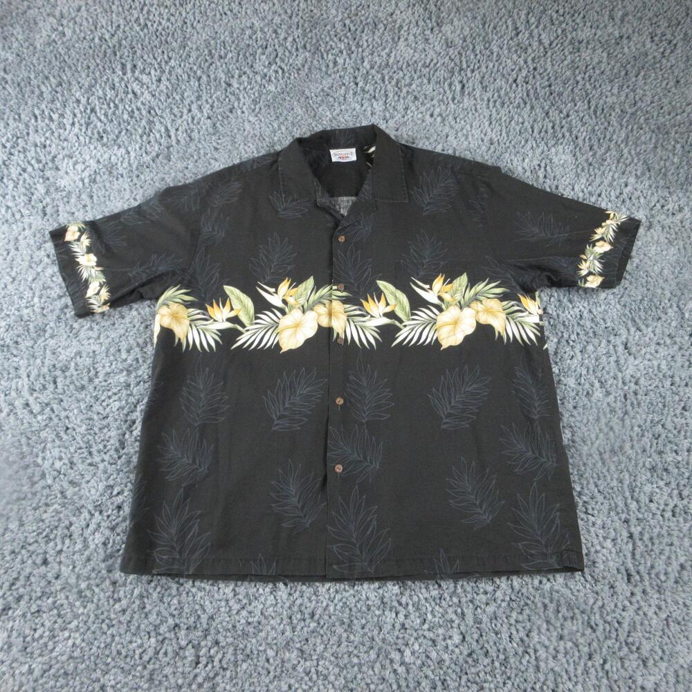 Pacific Legend Shirt Mens 3XL Black Hawaiian Aloha Button Front Short Sleeve
